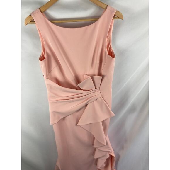 Eliza J Pink Sleeveless Cascading Ruffle Gown Size 8 - Picture 3 of 6